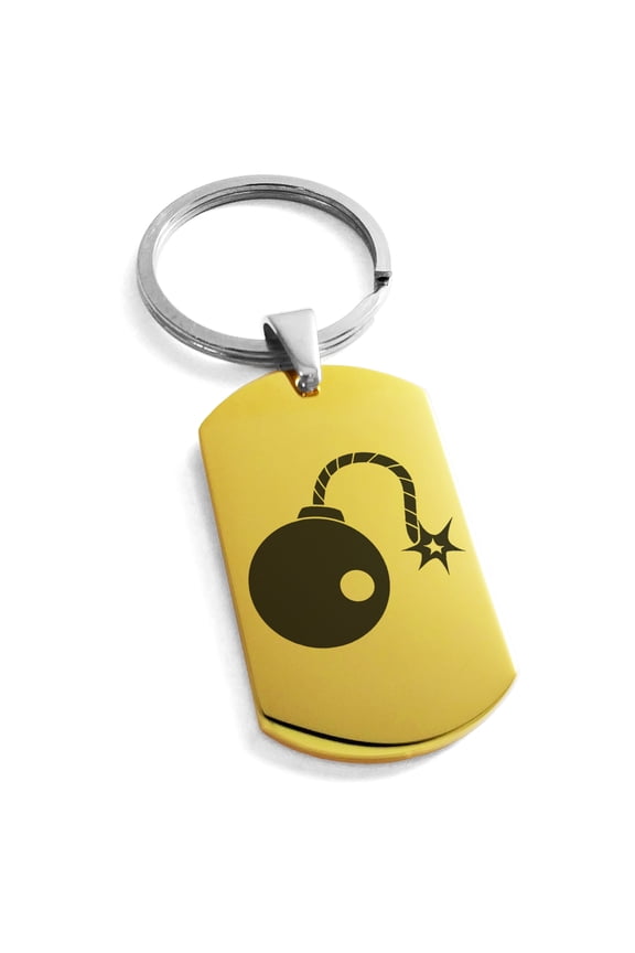 Stainless Steel Pirate Bombardier Icon Engraved Dog Tag Keychain Keyring