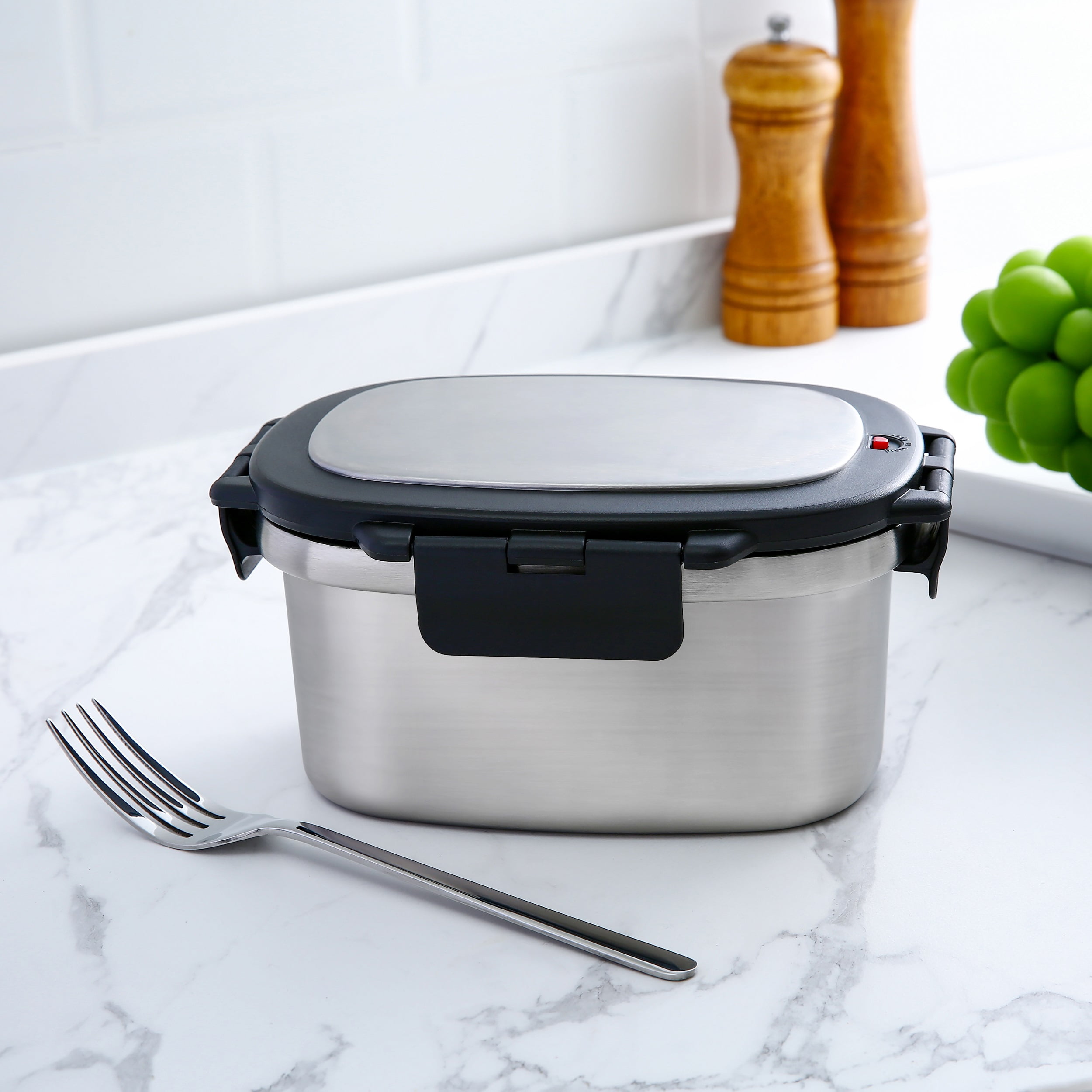 Mainstays 33 oz Insulated 2-Piece Stainless Steel Lunch Box Food Storage Container with Lid