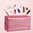 thumbnail image 2 of Bolsa cosmético de cuero PU Likrtyny maquillaje nacarado Mujeres Niñas Regalos Rojo, 2 of 9
