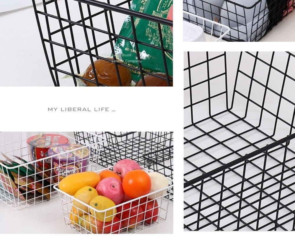 4 Pack Wire Storage Baskets, Farmhouse Metal Wire Basket Freezer Storage  Organizer Bins With Handles(Black) - AliExpress