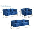 thumbnail image 5 of Pemberly Row 3-Pcs Living Room Set Velvet Sofa Set & Golden rivets-Blue, 5 of 6