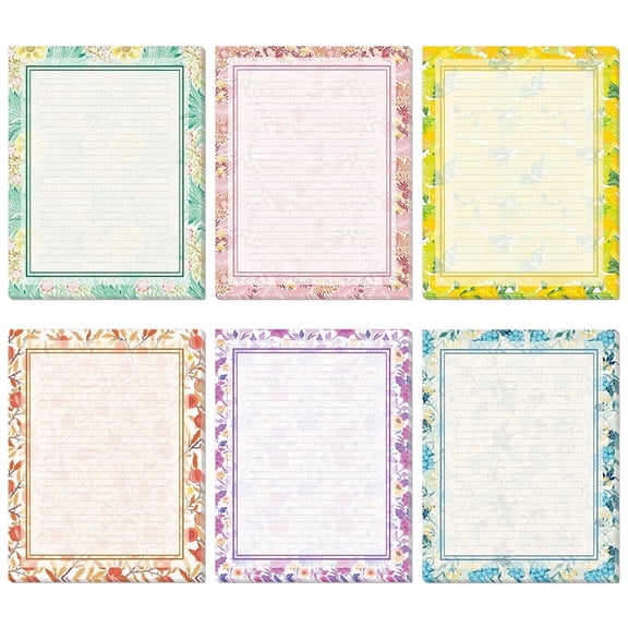 Anzon Mories 48 Pieces Vintage Morris Lined Stationery Paper Set 8.5 x 11In, Pretty Floral Writing Letter Stationary , Printer Friendly, 2 Sides Colored