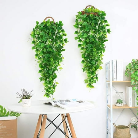 Spring Deals! 2pcs Artificial Hanging Plants, 3.6ft Fake Hanging Plant, Fake Ivy Vine for Wall House Room Indoor Outdoor Decoration (No Baskets)