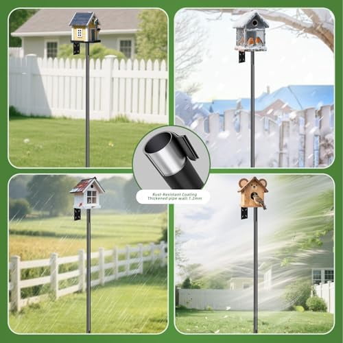 2026 New Heavy Duty Bird Feeder Pole,92 Inch Adjustable Bird House Pole for Outdoors,9-Prong Base & 1-Inch Dia Metal Mounting Kit,Bird Feeder Stand for Decor, Birdwatching & Weather Stations