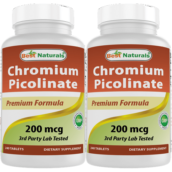 2 Pack Best Naturals Chromium Picolinate 200 mcg 240 Tablets