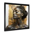 thumbnail image 2 of Designart "African American Portrait in Yellow and Grey" Fashion Framed Wall Art Decor - Glam Gold Woman African American Living Room Framed Canvas Art, 2 of 6