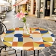thumbnail image 6 of Abstract Round Tablecloth for 45-54 Inch Tables, Fitted Table Cover with Elastic Edge, Modern Geometric Vintage Circle European Waterproof Outdoor Table Cloth Protector for Patio Garden Dinner Picnic, 6 of 9