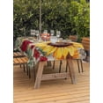 thumbnail image 3 of Outdoor Tablecloth with Umbrella Hole for Patio/Picnic/Party/Camping, Sunflowers Waterproof Table Cloth Rectangle Table Cover Washable, Retro Flower Barn Doors Butterfly Farmhouse Brown (52"x 70"), 3 of 8