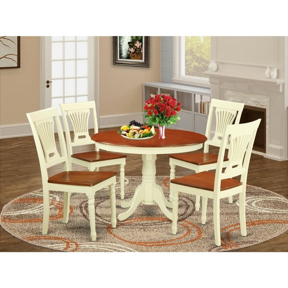 Round Kitchen Table Set with Dinette Chairs - 5 Piece Dining Room Table Set