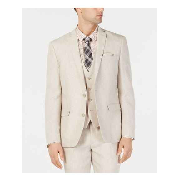BAR III Mens Beige Single Breasted, Slim Fit Suit Separate Blazer Jacket 36S