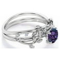 thumbnail image 4 of JeenMata 0.50 Carat - Round Cut Lab Created Alexandrite Ring Set - Leaf & Vine Wedding Ring Set - 18K White Gold Plating Over Silver, 4 of 6