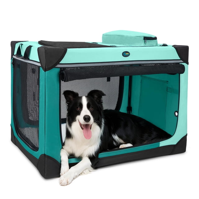 Jaula plegable suave para perros y gatos 30''x20''x21'' con estructura de acero resistente y ligera para acampar
