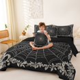 thumbnail image 4 of Homewish Elegant Halloween Spider Web 7-Piece Twin Bedding,Floral Border Print Bedding Comforter Set,Black Cream,Black Reversible, 4 of 8