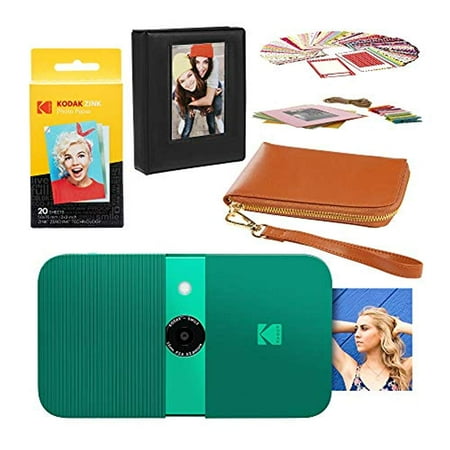 KODAK Smile Instant Print Digital Camera (Green) Travel Case Bundle