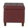thumbnail image 2 of Benzara Square Shape Leatherette Upholstered Wooden Ottoman with Tufted Lift Off Lid Storage, Red-Color:Red, 2 of 2