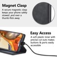 thumbnail image 3 of Premium PU Leather Flip Folio Case for Xiaomi 11T/11T Pro, Magnetic Closure Protective Case Kickstand Card Cash Slot Shockproof Durable Wallet Cover Soft TPU Inner Phone Case - Black, 3 of 16