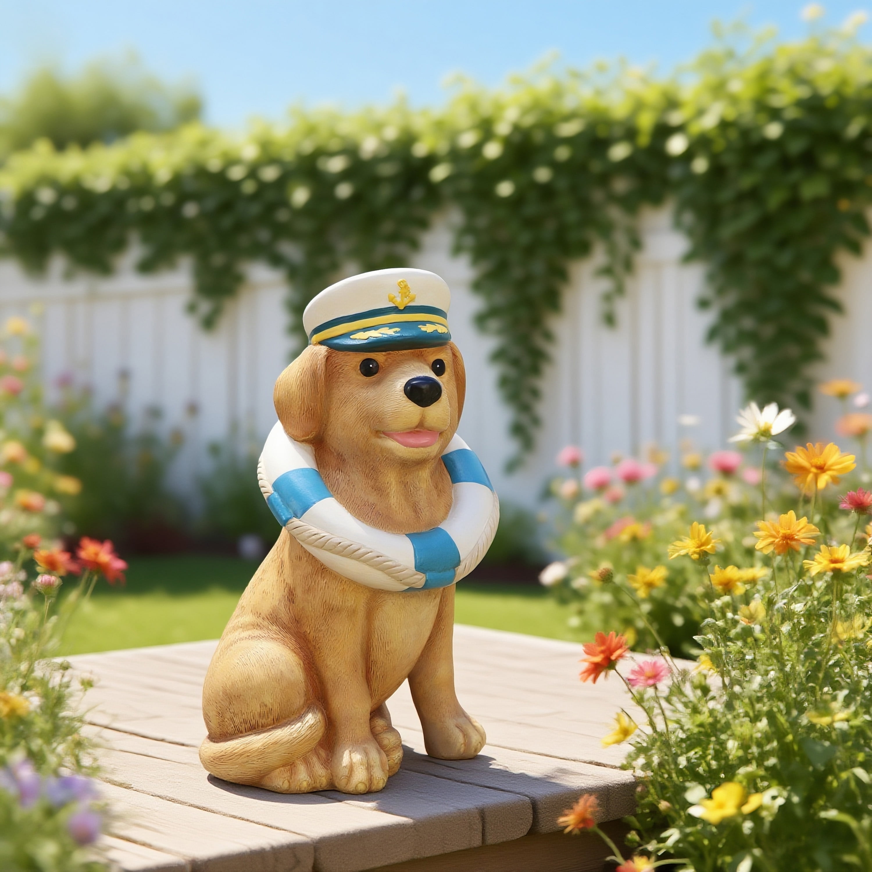Mainstays Yellow Outdoor Captain Dog Statue 7" x 5.38" x 12"H