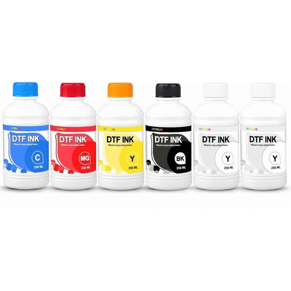 250ML ink DTF INK 250 ml Combo Pack -Premium Direct-to-Film Transfer Ink for PET Film Compatible for Printheads ET-8550 XP15000 L1800 DX5 DX7 5113 XP600 I3200 4720 (6PK)