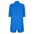 thumbnail image 6 of Feancey 2 Piece Sets for Women Summer Linen Button Sleepwear with Shorts Lounge Set Loose Fit Casual 3/4 Sleeve Pajama Two PieceBlue M, 6 of 8