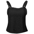 thumbnail image 6 of Elegant Lace Camisole Tank Tennis Top for Everyday Resort Wear Women's Sleeveless Bow Detail Blouse Spring Summer Black S, 6 of 7