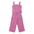 thumbnail image 5 of Guluxicc 2 Piece Womens Outfit Sets Square Neck Sleeveless Button Front Top High Waist Cropped Wide Leg Pants Outfits with Pockets for Summer Casual Wear, 5 of 7
