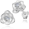 thumbnail image 1 of Pendientes de plata de ley chapados en oro con forma de rosa, hipoalergénicos y sin níquel para mujer Sincero Electrónica, 1 of 4