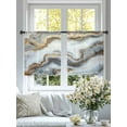 thumbnail image 4 of Modern White Gold Sheer Curtains for Living Room Bedroom Abstract Geometric Marble Printed Sheer Curtains 45 Inch Long 2 Panels Set Light Filtering Curtain Window Treatments Drapes for Dining Room, 4 of 6