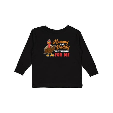 

Inktastic Thanksgiving Mommy Daddy Thankful for Me Gift Toddler Boy or Toddler Girl Long Sleeve T-Shirt