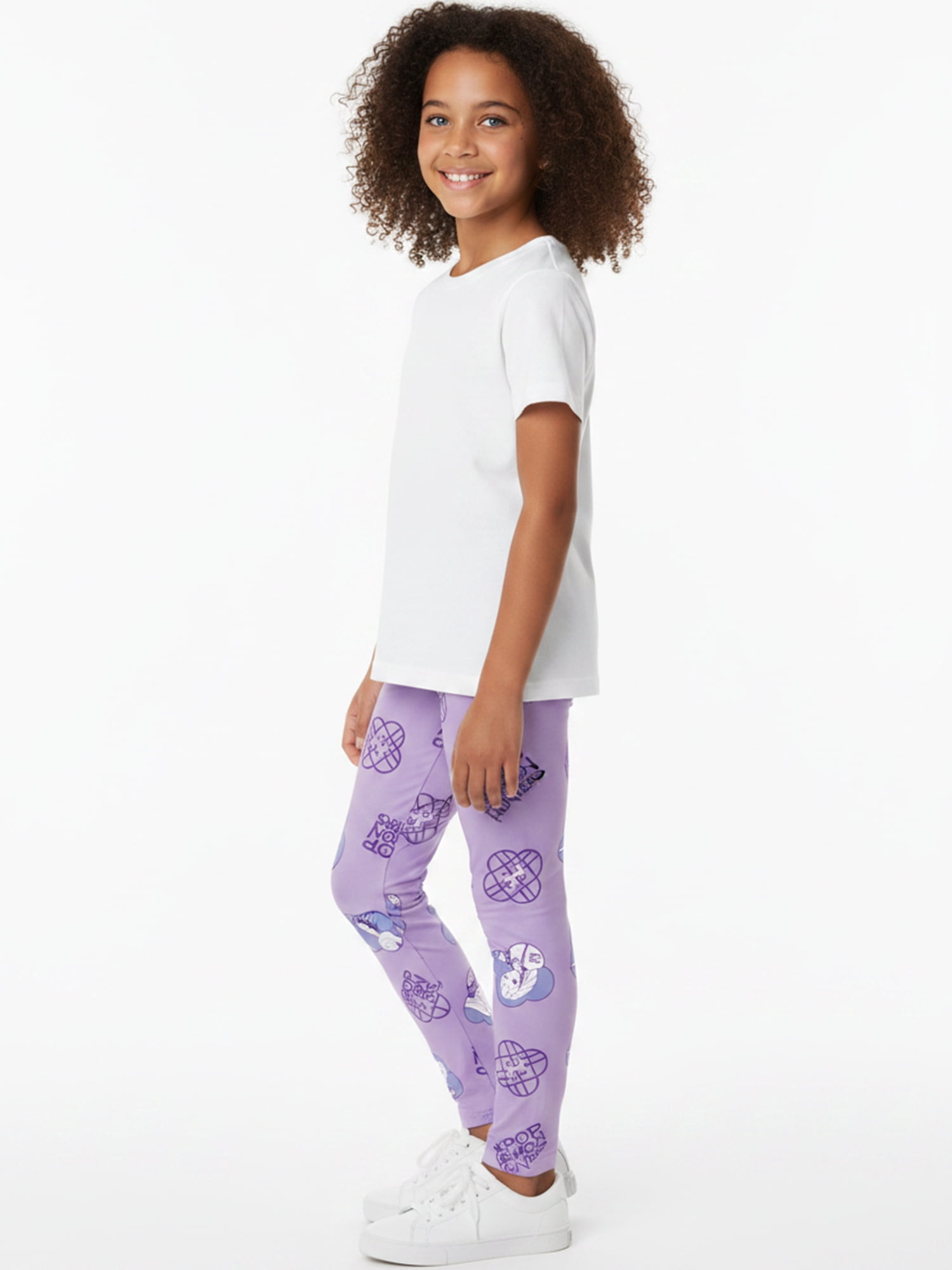KPop Demon Hunters Girls' Huntrix Icon Graphic Leggings, Sizes 4-16