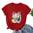 thumbnail image 1 of EGNMCR T-Shirt de Pâques Femmes Chemises Imprimé de Pâques T-Shirt Décontracté Imprimé à Manches Courtes pour Femme Haut à Manches Courtes Col Rond Hauts/chemises Femmes T-Shirts, 1 of 3