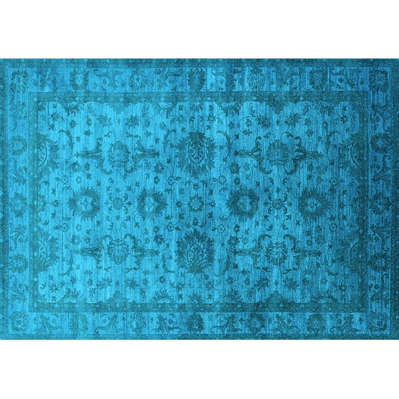 Ahgly Company Indoor Rectangle Oriental Light Blue Industrial Area Rugs, 2' x 4'