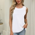 thumbnail image 2 of Summer Tops For Women Sevevn Ladies' Summer Solid Color Round Neck Camisole Sleeveless With Pleats On The Chest Dressy Tank Tops For Women, 2 of 8