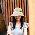 thumbnail image 2 of CoCopeanut Baru Fashion Sederhana Portabel Topi Pantai Musim Panas Wanita Kasual Panama Topi Wanita Merek Wanita Datar Brim Ikatan Simpul Jerami Topi Anak Perempuan topi Matahari, 2 of 6