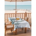 thumbnail image 3 of Rectangle Outdoor Tablecloth With Umbrella Hole And Zipper– Winter Snowy Pine Forests Waterproof Patio Table Cover for Party, Picnic, Backyard, 60"x84" , Blue White, 3 of 8