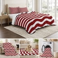 thumbnail image 6 of Full Quilt Set 78''x90'', Red White Lightweight Bedspread Coverlet Set with 2 Pillow Shams, Modern Abstract Waves Water Ripple Striped Breathable All Season Quilt Bedding for Bedroom/Guest Room, 6 of 9