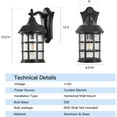 thumbnail image 2 of Outdoor Wall Sconces, Round Exterior Wall Lanterns, 15.5" H Black Outdoor Wall Light Fixtures, Waterproof Outside Wall Mounted Lights with Seeded Glass for Porch Patio Garage, 2 of 6