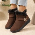 thumbnail image 5 of EKVAHL Snow Shoes for Women Fuzzy Faux Suede Ankle Booties Side Zipper Warm Lined Wedge Short Boots Lug Sole Anti-Slip Winter Walking Shoes Booties, 5 of 6