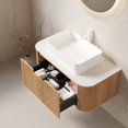 thumbnail image 6 of 36"Floating Bathroom Vanity with Sink, Modern Bathroom Vanities with Rectangular Ceramic Basin and Marble Top, Extra Large Storage Drawer, Soft-Close Design, Pre-Assembled Cabinet,Brown, 6 of 7