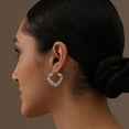 thumbnail image 3 of LeCalla 925 Sterling Silver Light-Weight Antique Bamboo Heart Hoop Earrings for Women and Teen 27MM, 3 of 9