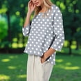 thumbnail image 6 of EchfiProm Womens Tops Cotton Linen Shirts Long Sleeve Gray Trendy Crew Neck Blouse Loose for Ladies, 6 of 8