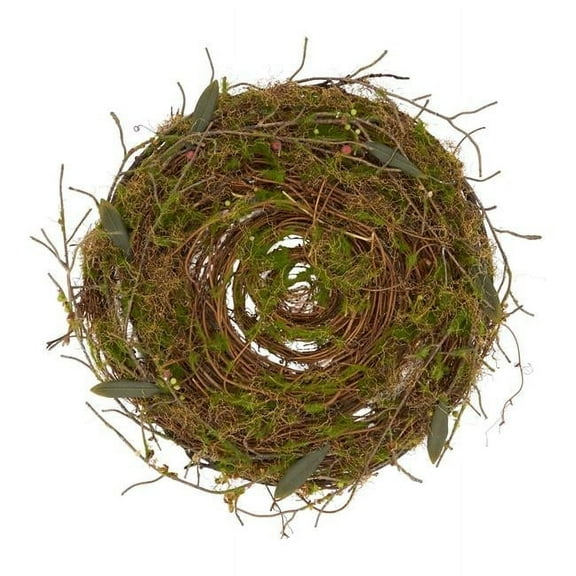 15 in. Rustic Charm Twig & Moss Round Placemat, Green - Set of 4