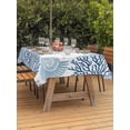 thumbnail image 3 of Outdoor Table Cloth with Umbrella Hole and Zipper, Blue Grey Coastal Waterproof Rectangle Tablecloth 52"x70", Summer Beach Coral Shell Starfish Washable Table Cover for Outside Party Patio Picnic, 3 of 8