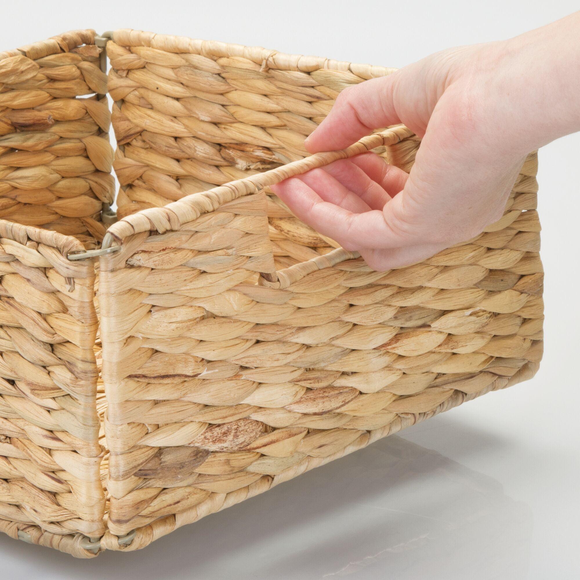 mDesign Woven Hyacinth Kitchen Basket Organizer with Handles - 8 Pack - Natural
