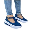thumbnail image 4 of XIAQUJ Ladies Platform Sandals Slope Heel Platform Casual Fashion Comfortable Color Tower Buckle Shoes Sandals for Women Blue_001 7(38), 4 of 4