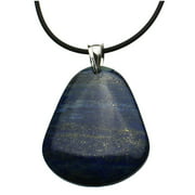 Blue Lapis Stone Pendant Rubber Cord Necklace Sterling Silver Bail 16"