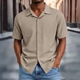 thumbnail image 2 of CBASIHI Mens Short Sleeve Button Down Shirts- Summer Casual Breathable Loose Fit Collared Business Work Wear Top Khaki Size S, 2 of 7