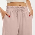 thumbnail image 5 of Delayuji Womens Linen Pant Loose Stretch Pleated High Waisted Straight Leg Pants Relaxed Fit Casual Pant Daily Wear, 5 of 6