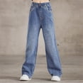 thumbnail image 5 of Bovxnpu Boys Wide Leg Capris Pants Girls Straight Denim Pants Elastic Waist Wide Leg Pants Pants, 5 of 8