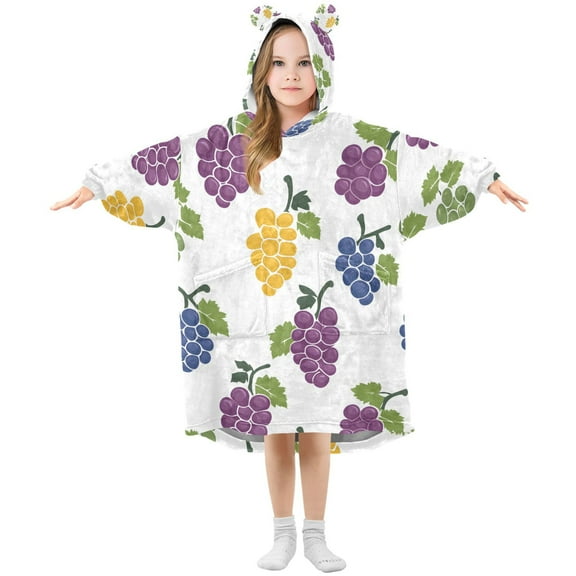 joogoo Wearable Blanket Hoodie for Grapes Pattern Oversized Sherpa Hooded 3-14 YR M