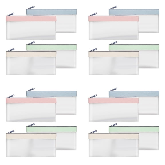 16 Pieces Money Bags with Zipper, Cash Envelopes,Money Pouch, Clear Bank Deposit Bags, Bank Bag, Cash Bag, Coin Bag